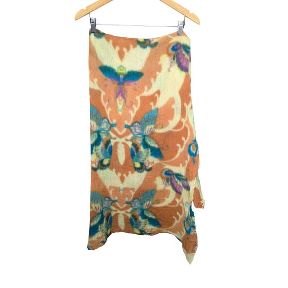 100% Wool Scarf Shawl Wrap Butterfly Design Artsy Fairy Boho Earthy - Picture 5 of 8